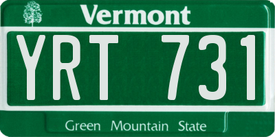 VT license plate YRT731