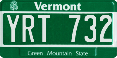 VT license plate YRT732
