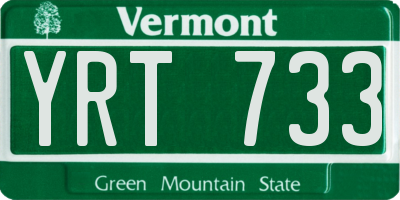 VT license plate YRT733