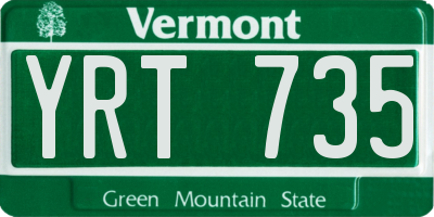 VT license plate YRT735