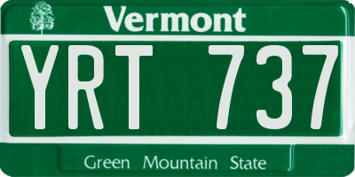 VT license plate YRT737