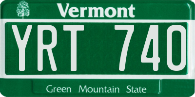 VT license plate YRT740
