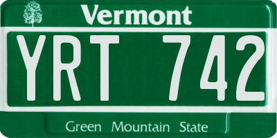 VT license plate YRT742