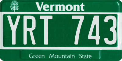 VT license plate YRT743
