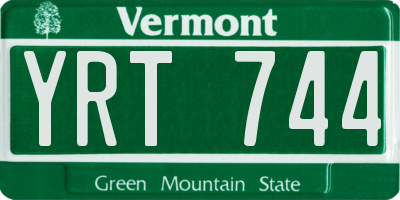 VT license plate YRT744