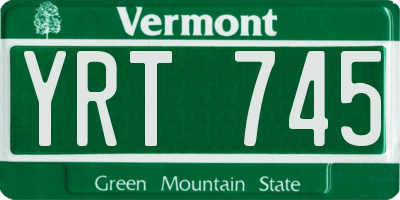 VT license plate YRT745