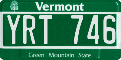 VT license plate YRT746