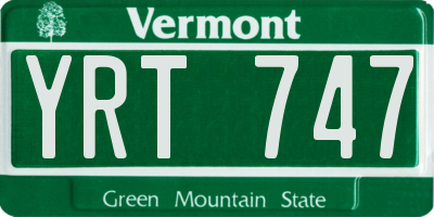 VT license plate YRT747