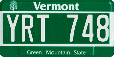VT license plate YRT748