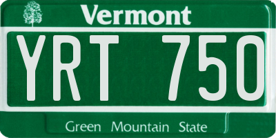 VT license plate YRT750