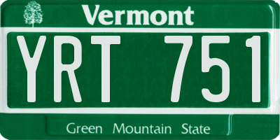 VT license plate YRT751
