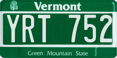 VT license plate YRT752