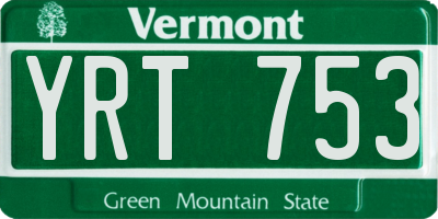 VT license plate YRT753