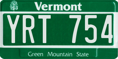 VT license plate YRT754