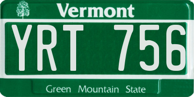 VT license plate YRT756