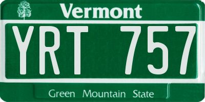 VT license plate YRT757