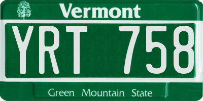 VT license plate YRT758