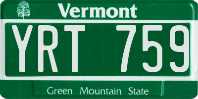 VT license plate YRT759
