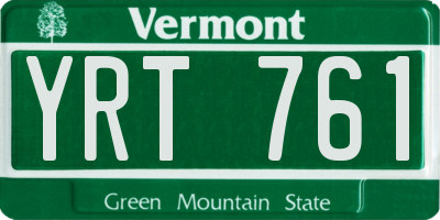 VT license plate YRT761