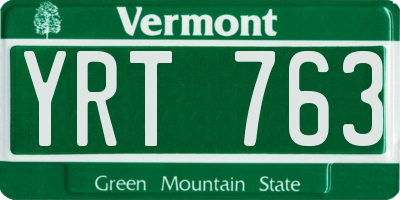 VT license plate YRT763
