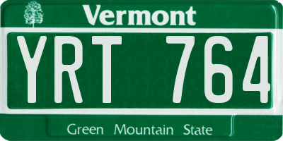 VT license plate YRT764