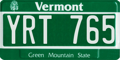 VT license plate YRT765