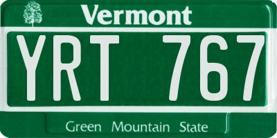 VT license plate YRT767