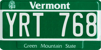 VT license plate YRT768