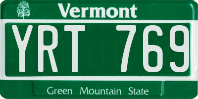 VT license plate YRT769