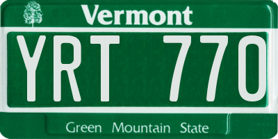 VT license plate YRT770