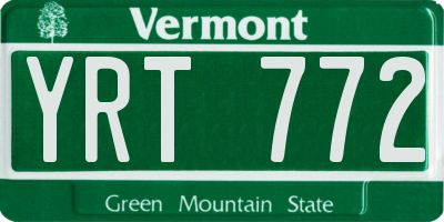 VT license plate YRT772