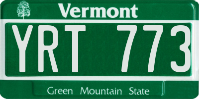 VT license plate YRT773