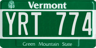 VT license plate YRT774
