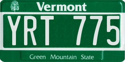 VT license plate YRT775