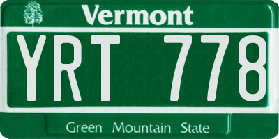 VT license plate YRT778