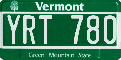 VT license plate YRT780