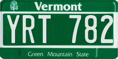 VT license plate YRT782