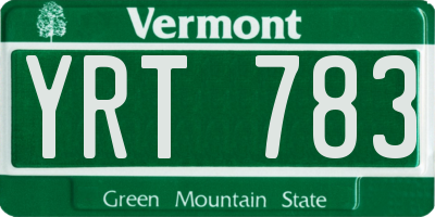 VT license plate YRT783