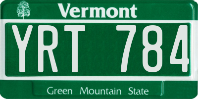 VT license plate YRT784