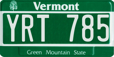 VT license plate YRT785