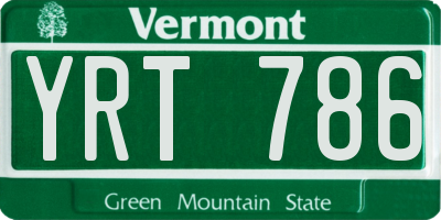 VT license plate YRT786