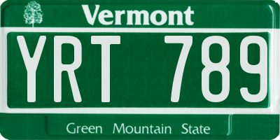 VT license plate YRT789