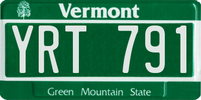VT license plate YRT791