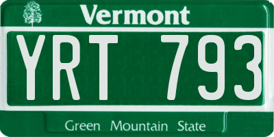 VT license plate YRT793