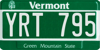 VT license plate YRT795