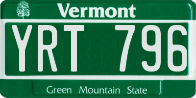 VT license plate YRT796
