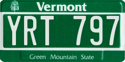VT license plate YRT797