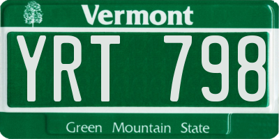 VT license plate YRT798