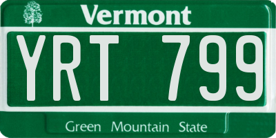 VT license plate YRT799