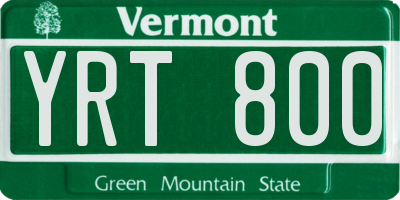 VT license plate YRT800